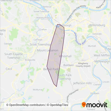 Pittsburgh Regional Transit (Tram) coverage area map