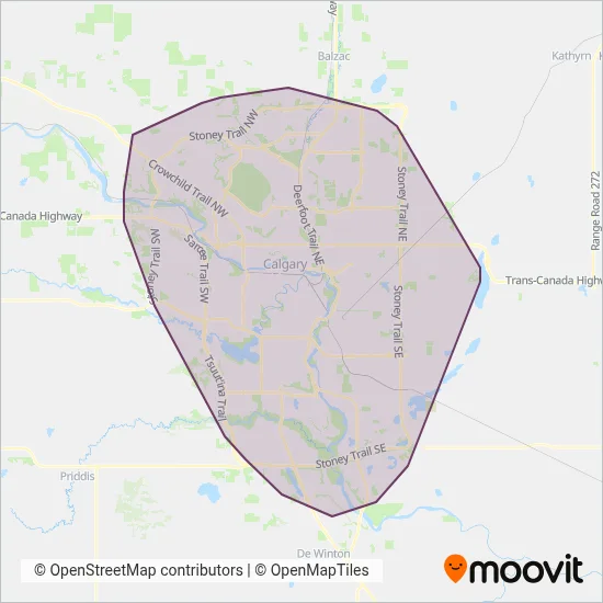 Calgary Transit coverage area map