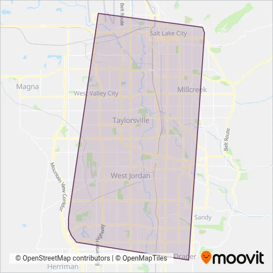 UTA (Tram) coverage area map