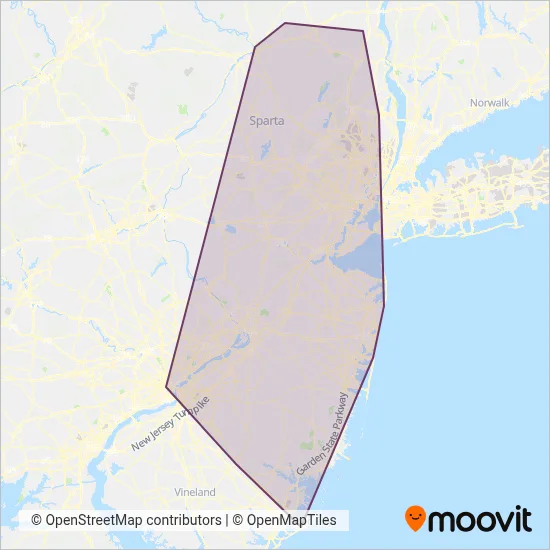 NJ Transit (Rail) coverage area map