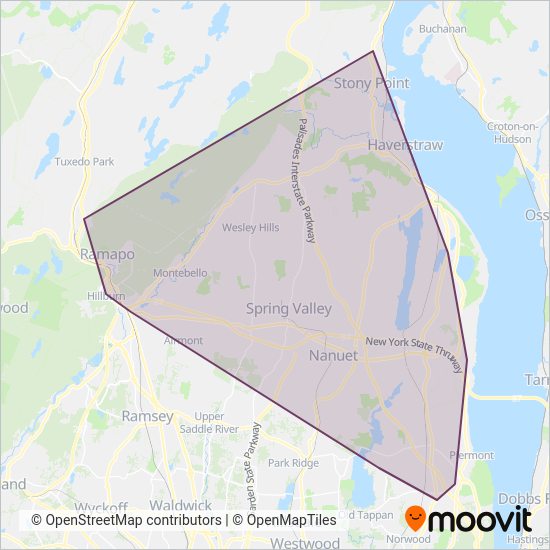 Mapa del área de cobertura de Transport Of Rockland