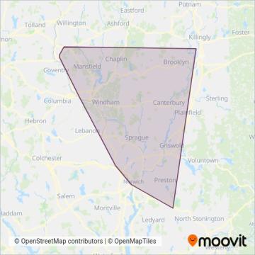 UConn Shuttle coverage area map