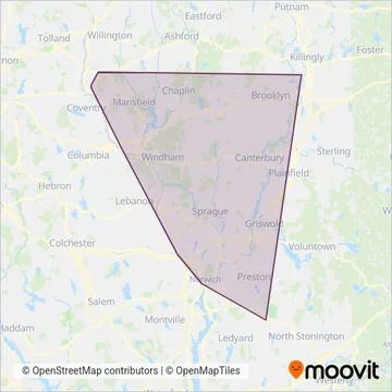 UConn Shuttle coverage area map