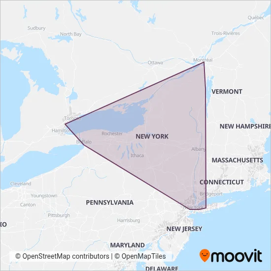 Adirondack Trailways coverage area map