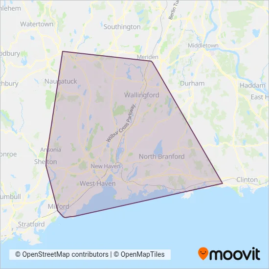 CTTransit- New Haven coverage area map
