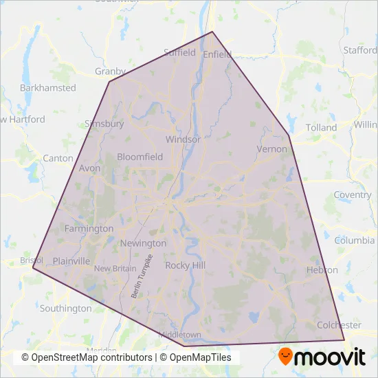 CTTransit- Hartford coverage area map