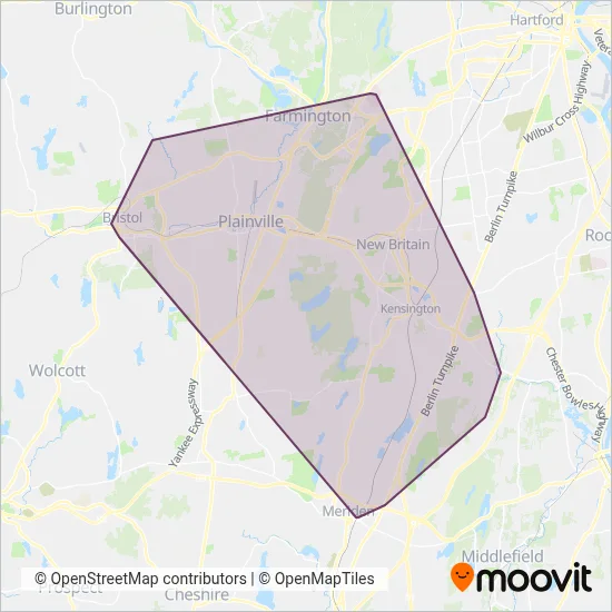 CTTransit - New Britain coverage area map