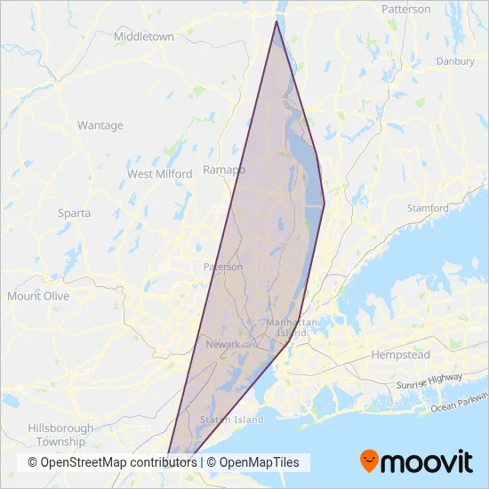 NY Waterway (Bus) coverage area map