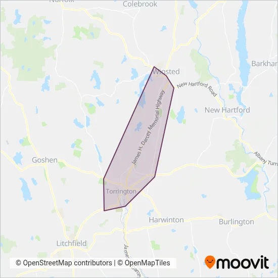 Northwestern Connecticut Transit District coverage area map