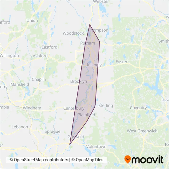 Northeastern Connecticut Transit District coverage area map
