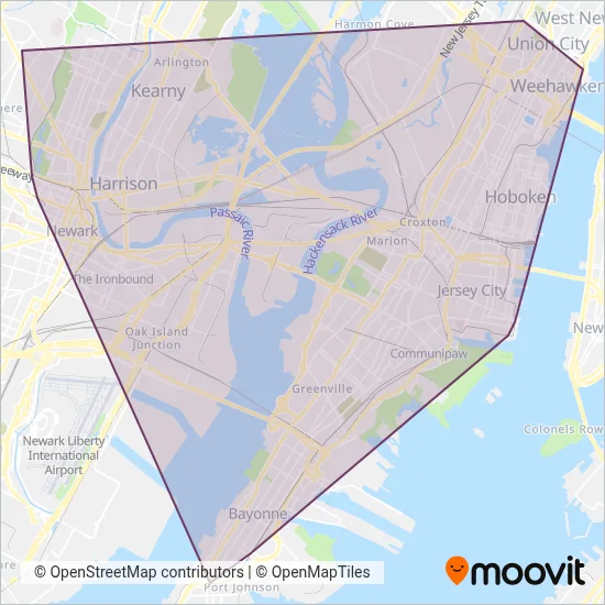 NJ Transit (Tram) coverage area map