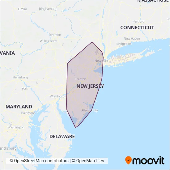 NJ Transit (Bus) coverage area map