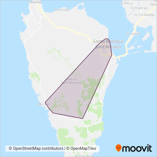 Area coperta dal servizio di AUTOSERVIZI E AUTOLINEE DI SENIS ENRICO & C. SNC