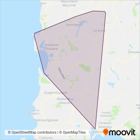 Area coperta dal servizio di AUTOLINEE FRAU S.R.L.