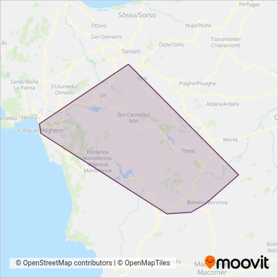 Area coperta dal servizio di TURMO LINES S.R.L.
