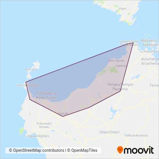Area coperta dal servizio di SARDABUS DI ADDIS FRANCESCO