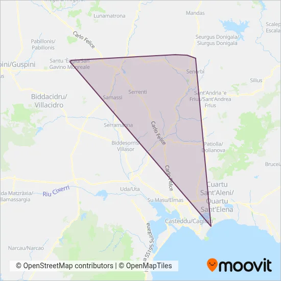 Area coperta dal servizio di AUTOLINEE TREXENTA SNC