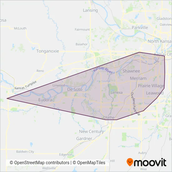 RideKC Johnson County coverage area map