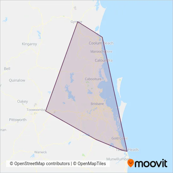 Mapa del área de cobertura de TransLink (Autobús)