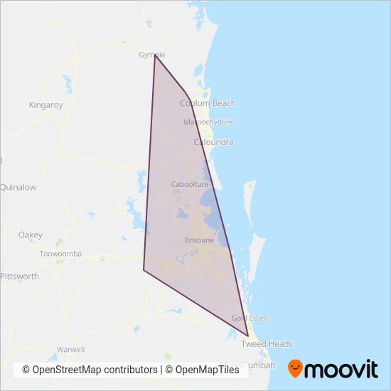 Mapa del área de cobertura de TransLink (Tren)