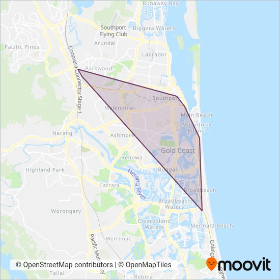 Mapa del área de cobertura de TransLink SEQ