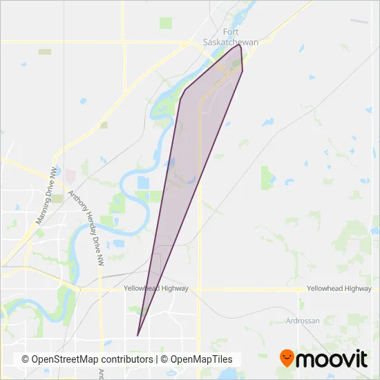 Carte de la zone de couverture de Fort Saskatchewan Transit