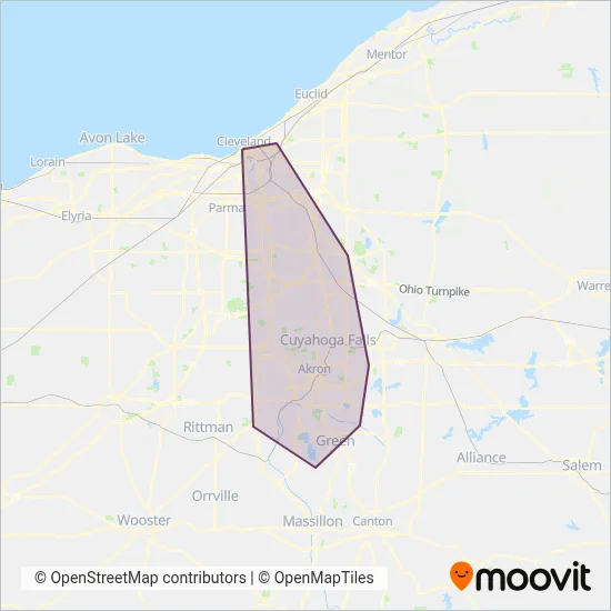 Greater Cleveland Regional Transit Authority coverage area map