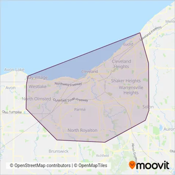 Greater Cleveland Regional Transit Authority coverage area map