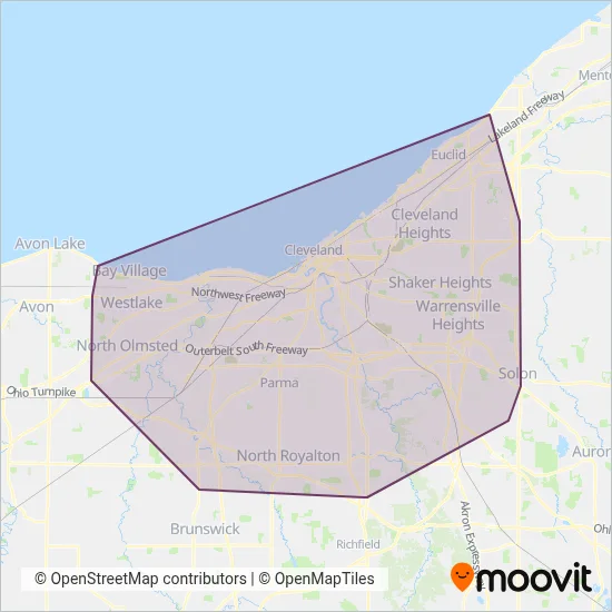 Greater Cleveland Regional Transit Authority coverage area map