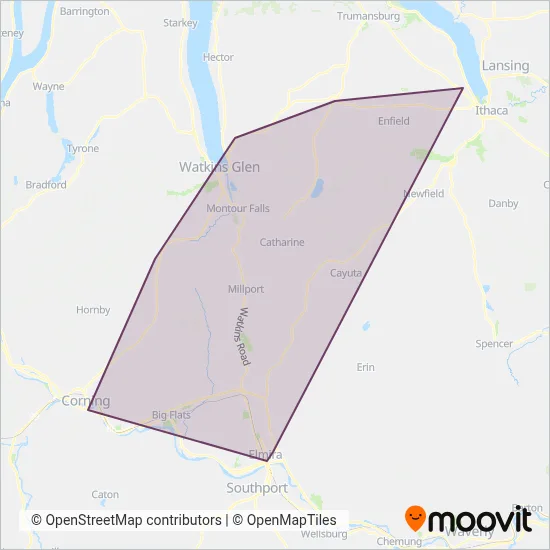 Schuyler County Transit coverage area map