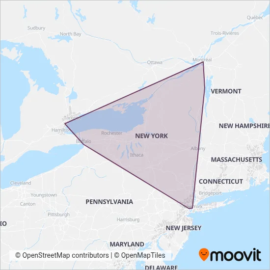 Adirondack Trailways coverage area map