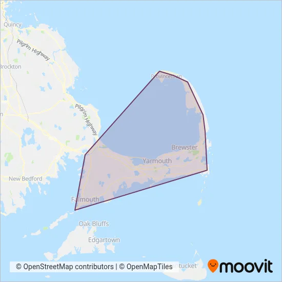 Mapa del área de cobertura de cape Cod RTA