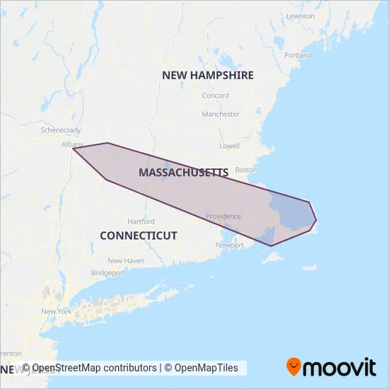 Peter Pan Boston coverage area map