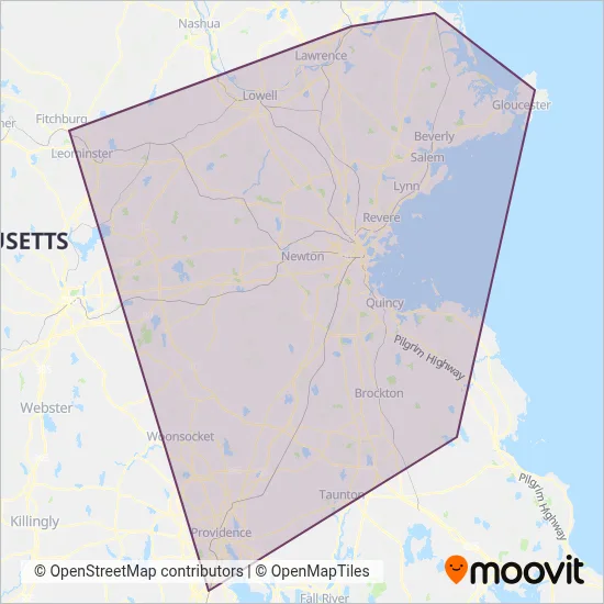 MBTA (Bus) coverage area map
