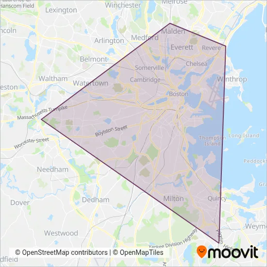 MBTA (Subway) coverage area map