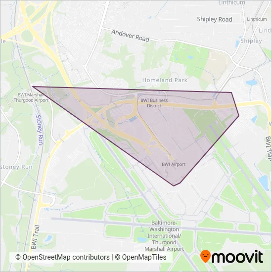 BWI coverage area map