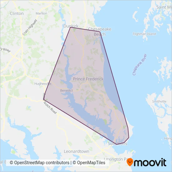 Calvert County Public Transportation coverage area map