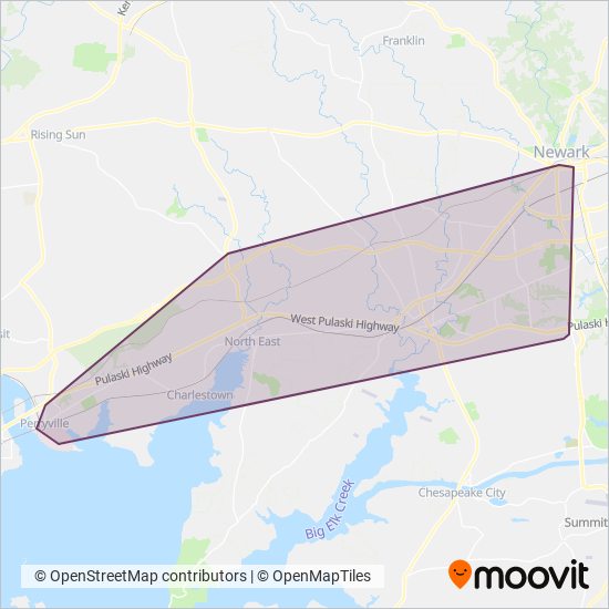 Mapa del área de cobertura de Cecil Transit