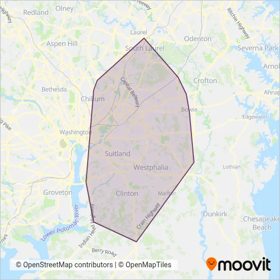 The Bus coverage area map