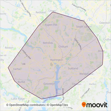 WMATA (Bus) coverage area map