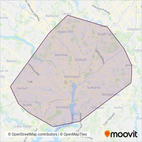 WMATA (Bus) coverage area map