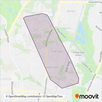University of Maryland Shuttle coverage area map