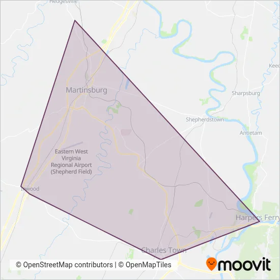 Eastern Panhandle Transit Authority (EPTA) coverage area map