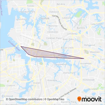 Hampton Roads Transit (HRT) - Tram coverage area map