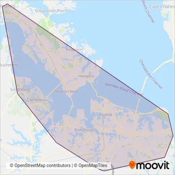 Hampton Roads Transit (HRT) - Bus coverage area map