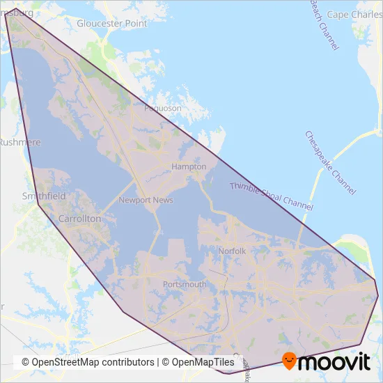Hampton Roads Transit (HRT) - Bus coverage area map