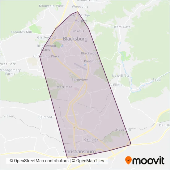 Blacksburg Transit coverage area map