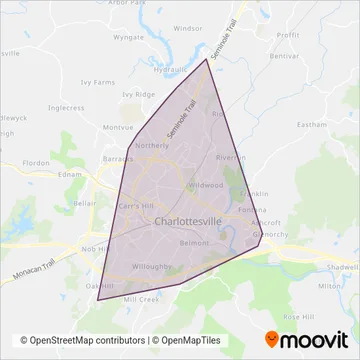 Charlottesville Area Transit coverage area map