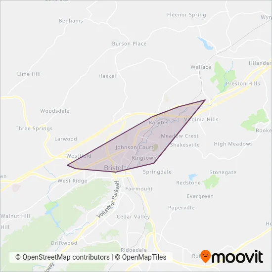 Bristol Virginia Transit coverage area map