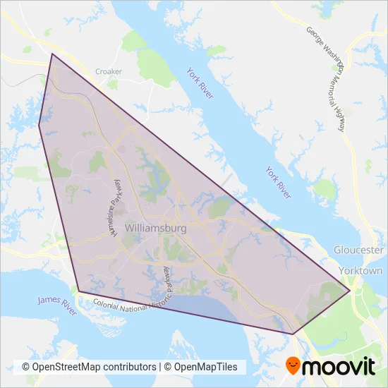 Williamsburg Area Transit Authority coverage area map